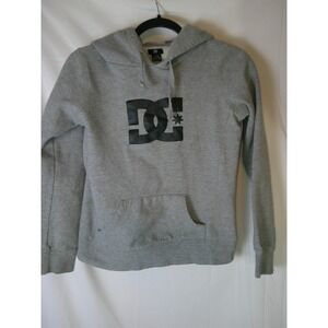 DC Shoes Grey‎ Pullover Hoodie Sweatshirt Womens Small Logo Pocket